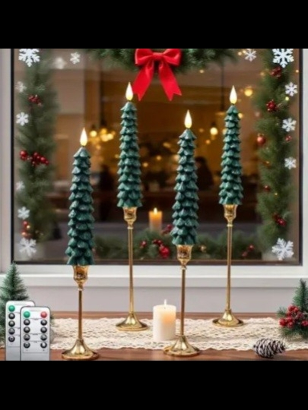 LED Christmas Tree Taper Barn Candles Cottagecore Boho Chic - Picture 4 of 5
